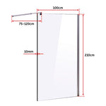 1000 x 2100mm Frameless 10mm Safety Glass Shower Screen