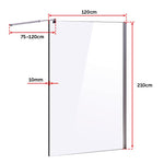 1200 x 2100mm Frameless 10mm Safety Glass Shower Screen