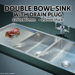 1160x460mm Handmade Stainless Steel Undermount / Topmount Kitchen Laundry Sink with Waste