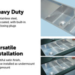 1160x460mm Handmade Stainless Steel Undermount / Topmount Kitchen Laundry Sink with Waste