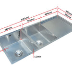 1160x460mm Handmade Stainless Steel Undermount / Topmount Kitchen Laundry Sink with Waste