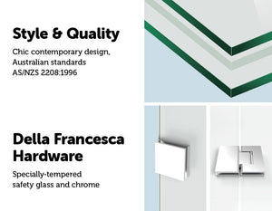 900 x 1450mm Frameless Bath Panel 10mm Glass Shower Screen By Della Francesca