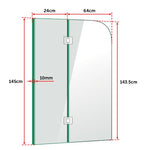 900 x 1450mm Frameless Bath Panel 10mm Glass Shower Screen By Della Francesca