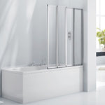 4 Fold Chrome Folding Bath Shower Screen Door Panel 1000 x 1400mm