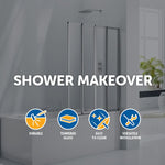 4 Fold Chrome Folding Bath Shower Screen Door Panel 1000 x 1400mm