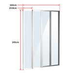 4 Fold Chrome Folding Bath Shower Screen Door Panel 1000 x 1400mm