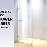 900 x 2000mm Frameless 10mm Safety Glass Shower Screen