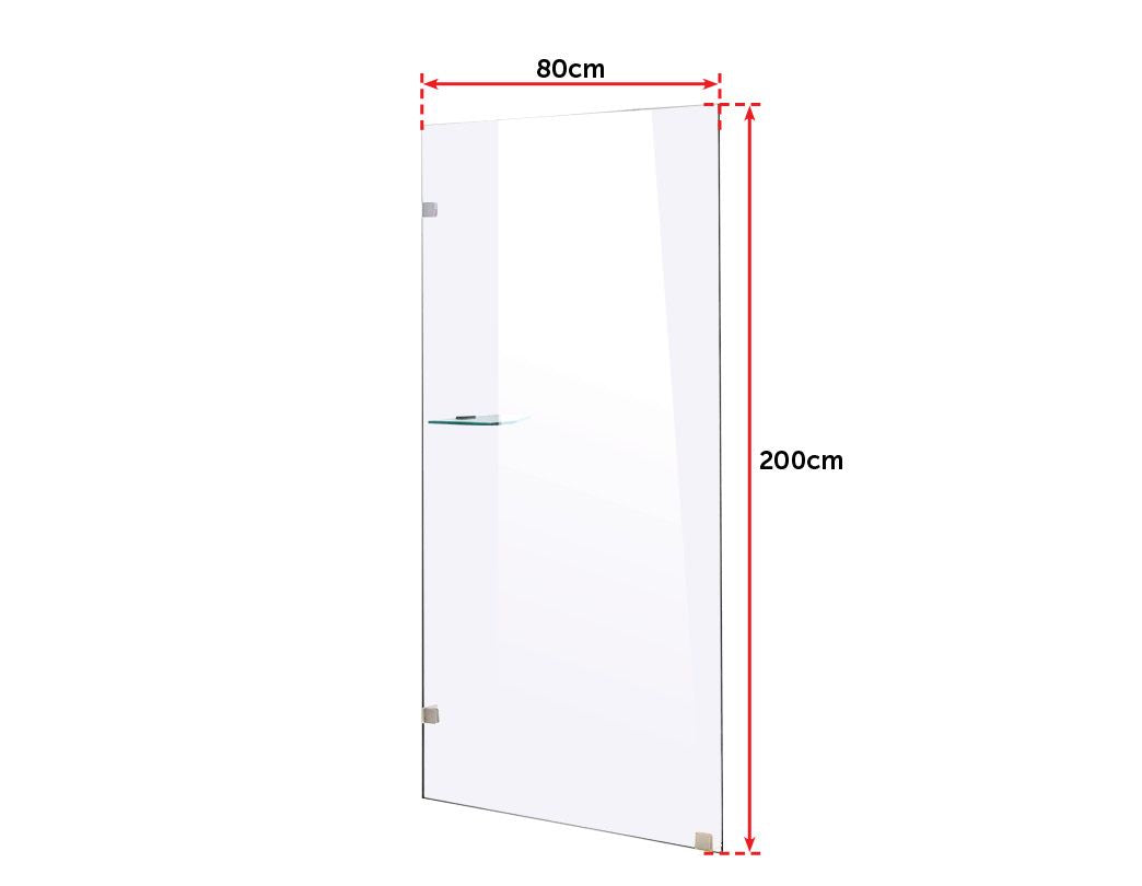 800 x 2000mm Frameless 10mm Safety Glass Shower Screen