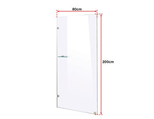 800 x 2000mm Frameless 10mm Safety Glass Shower Screen