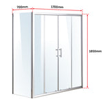 1700 X 700 Sliding Door Safety Glass Shower Screen By Della Francesca