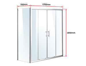 1700 X 700 Sliding Door Safety Glass Shower Screen By Della Francesca