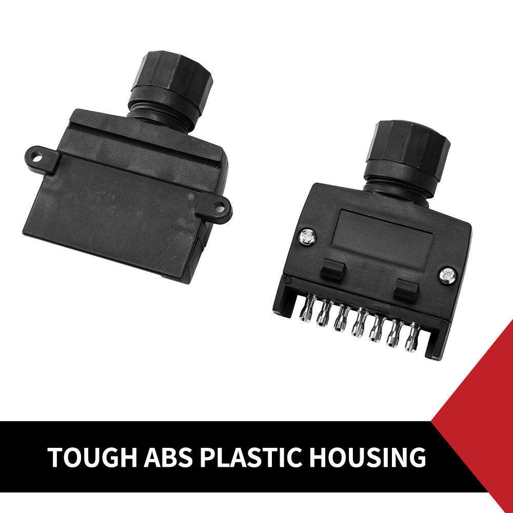 7 PIN FLAT MALE PLUG FEMALE SOCKET SET TRAILER ADAPTOR CONNECTOR