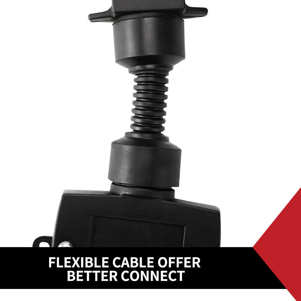7 Pin Small Round To 7 Pin Flat Socket Trailer Connector Adaptor