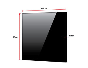 Toughened 60cm x 75cm Black Glass Kitchen Splashback