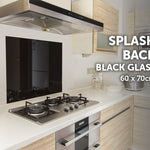 Toughened 60cm x 70cm Black Glass Kitchen Splashback