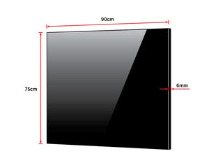 Toughened 90cm x 75cm Black Glass Kitchen Splashback