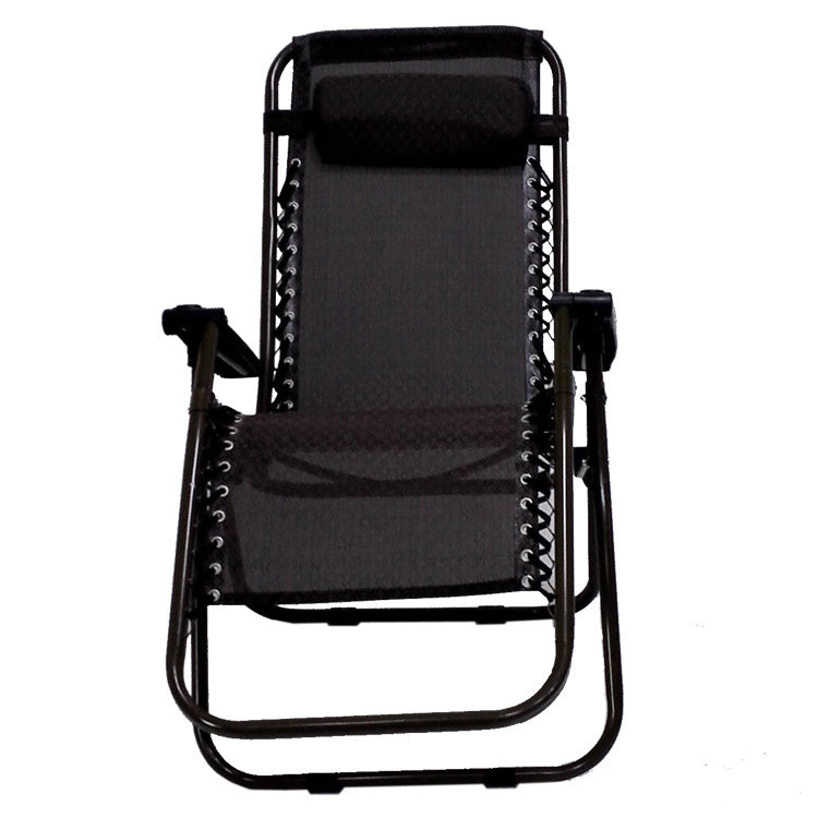 2 x Black Lounge Chairs - Patio Outdoor Garden Yard Beach Caravan