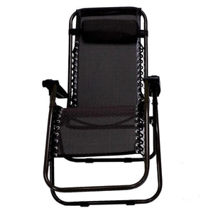 2 x Black Lounge Chairs - Patio Outdoor Garden Yard Beach Caravan