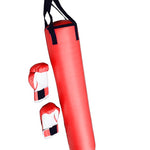 70lb Red Heavy Bag Kit Punching Boxing Bag Gloves Hand Wraps