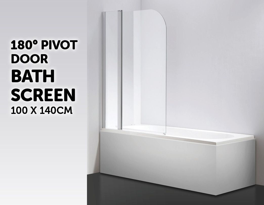 180&deg; Pivot Door 6mm Safety Glass Bath Shower Screen 1000x1400mm By Della Francesca