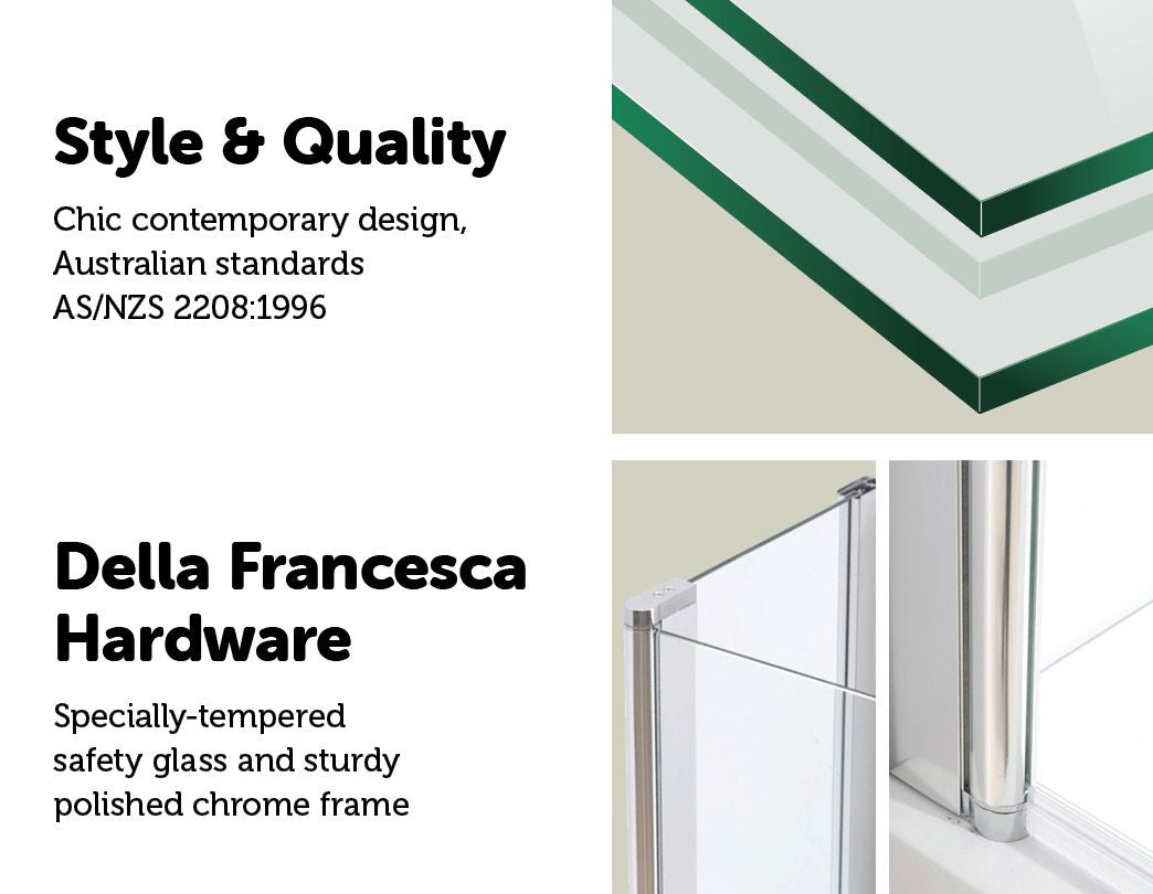 180&deg; Pivot Door 6mm Safety Glass Bath Shower Screen 1000x1400mm By Della Francesca