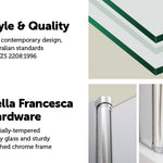 180&deg; Pivot Door 6mm Safety Glass Bath Shower Screen 800x1400mm By Della Francesca