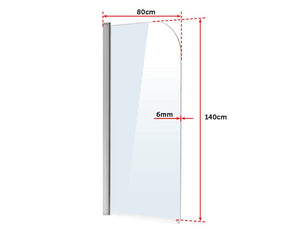 180&deg; Pivot Door 6mm Safety Glass Bath Shower Screen 800x1400mm By Della Francesca