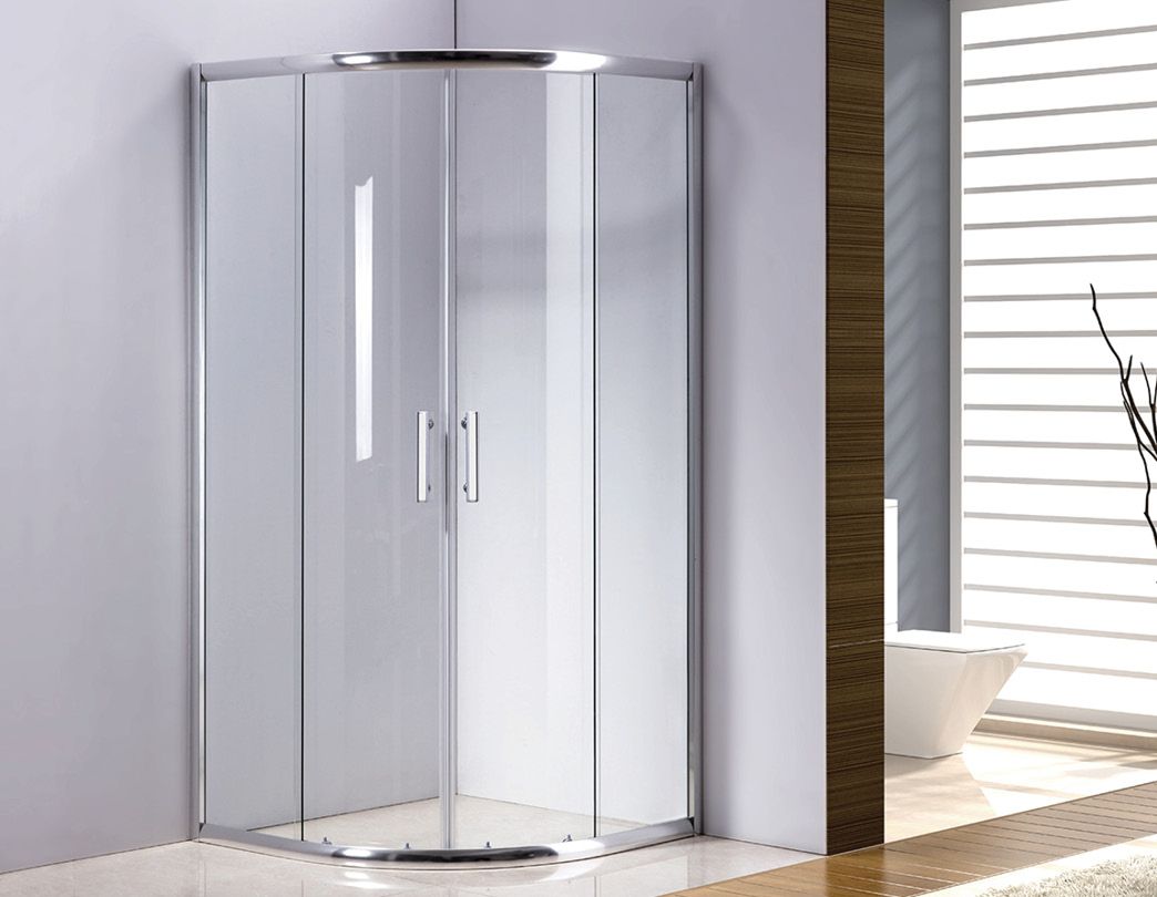 Rounded Sliding Curved Shower Screen 6mm Toughened Glass with Base