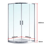 Rounded Sliding Curved Shower Screen 6mm Toughened Glass with Base