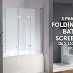 3 Fold Chrome Folding Bath Shower Screen Door Panel 1300mm x 1400mm