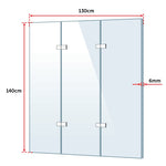 3 Fold Chrome Folding Bath Shower Screen Door Panel 1300mm x 1400mm