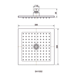 200mm Shower Head Square 304SS Electroplated Matte Black Finish