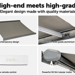 5.0m x 3.0m Retractable Folding Arm Awning Heavy Duty Full Cassette Motorised