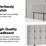 Linen Fabric Double Bed Deluxe Headboard Bedhead - Beige