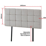 Linen Fabric Double Bed Deluxe Headboard Bedhead - Beige