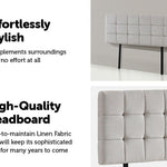 Linen Fabric Queen Bed Deluxe Headboard Bedhead - Beige