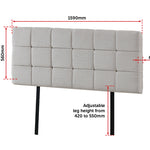 Linen Fabric Queen Bed Deluxe Headboard Bedhead - Beige