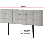 Linen Fabric King Bed Deluxe Headboard Bedhead - Beige