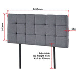 Linen Fabric Double Bed Deluxe Headboard Bedhead - Grey