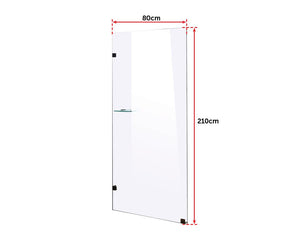 800 x 2100mm Frameless 10mm Safety Glass Shower Screen