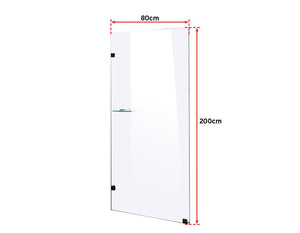 800 x 2000mm Frameless 10mm Safety Glass Shower Screen