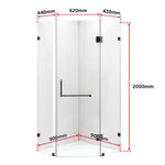 900 x 900mm Frameless 10mm Glass Shower Screen By Della Francesca