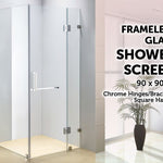 900 x 900mm Frameless 10mm Glass Shower Screen By Della Francesca