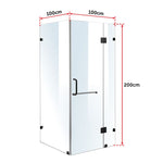 1000 x 1000mm Frameless 10mm Glass Shower Screen By Della Francesca