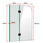 900 x 1450mm Frameless Bath Panel 10mm Glass Shower Screen By Della Francesca