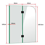 1200 x 1450mm Frameless Bath Panel 10mm Glass Shower Screen By Della Francesca