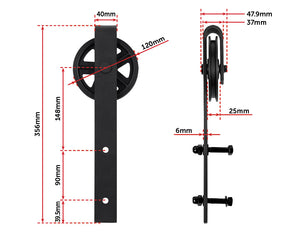 2M Big Spoke Wheel Sliding Barn Door Hardware