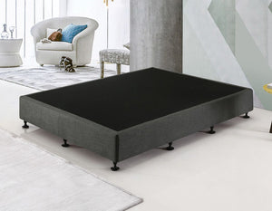 Palermo Queen Ensemble Bed Base Platinum Graphite Linen Fabric