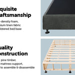 Palermo Queen Ensemble Bed Base Platinum Graphite Linen Fabric