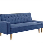 3 Seater Fabric Sofa Bed with Ottoman - Blue
